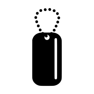 Dog Tag Silhouette Icon - Black on White