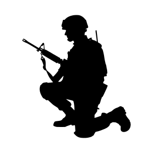 Silhouette Soldier Kneeling with Rifle