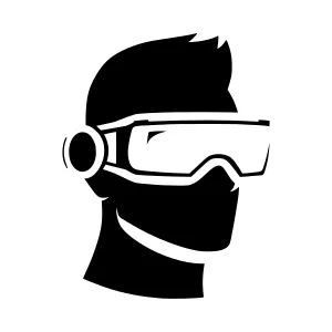 Silhouette Head with Safety Glasses - Vector Graphic