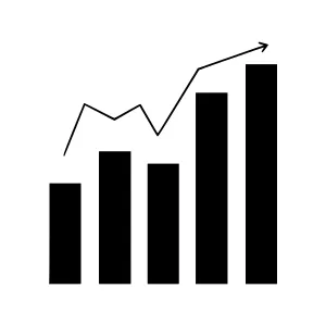 Bar Graph Growth Chart Icon - Vector Illustration