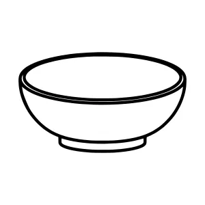 Simple Ceramic Bowl Outline Vector Illustration