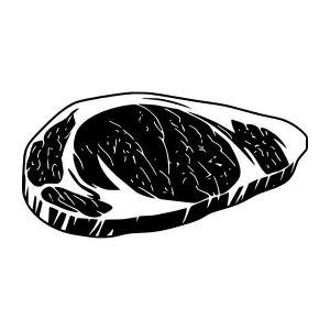 Black Steak Illustration - Minimalist Food Graphic
