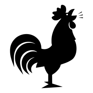 Black Rooster Silhouette Vector Illustration
