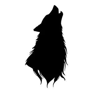 Silhouette Wolf Howl - Black & White Vector