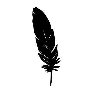 Black Feather Silhouette on White Background