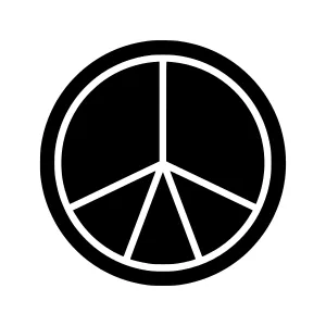 Peace Symbol Icon - Black & White Outline
