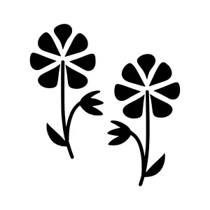 Black Flower Silhouettes - Minimalist Floral Design