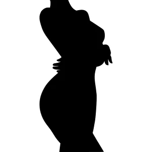 Silhouette Woman Fashion Dress - Black Outline
