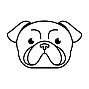 Cute Pug Headline Icon - Black Outline