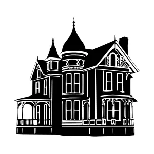 Black Silhouette Victorian House
