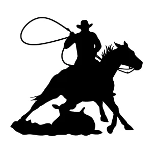 Silhouette Cowboy Riding Horse - Rodeo Scene