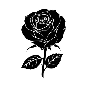 Black Rose Silhouette Vector Illustration