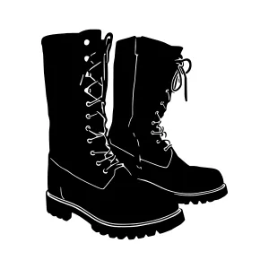 Black Leather Combat Boots Silhouette