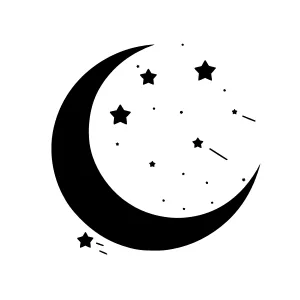 Black Moon & Stars Vector Illustration