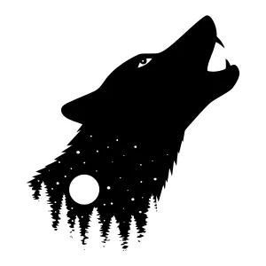 Silhouette Wolf Moon Forest