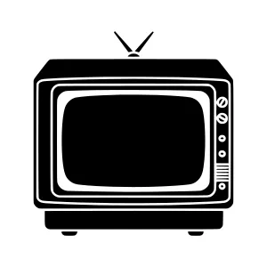 Vintage Television Icon - Black Silhouette