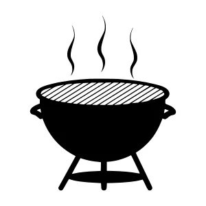 Black Grill Icon - BBQ Vector Illustration