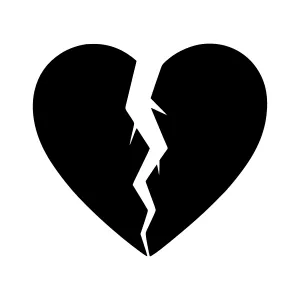 Broken Heart Icon - Silhouette Vector