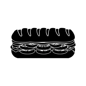 Black & White Subway Sandwich Silhouette