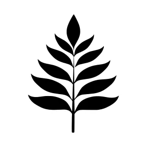 Black Leaf Icon - Minimalist Vector Graphic
