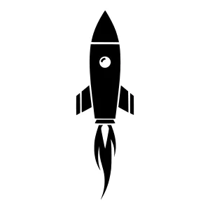 Black Rocket Icon - Minimalist Vector Illustration