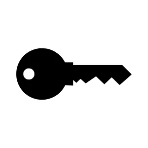 Black Key Icon - Simple Outline Vector