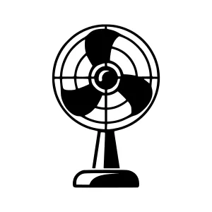 Vintage Fan Icon - Black Silhouette