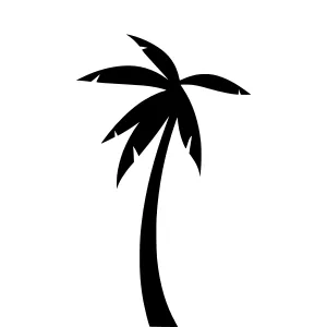 Palm Tree Silhouette Icon - Black Outline
