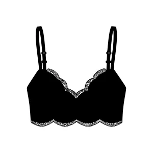 Black Lace Bra Silhouette Vector Illustration