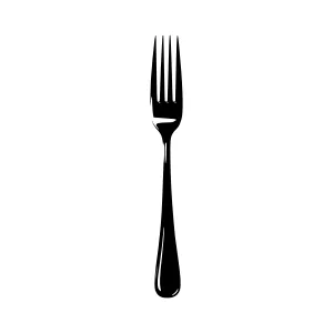 Black Fork Icon - Minimalist Vector Illustration