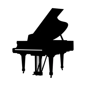 Black Piano Silhouette Vector Graphic