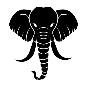 Black Elephant Head Silhouette Vector