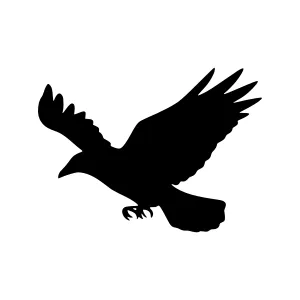 Silhouette Raven Flying - Black Bird Graphic