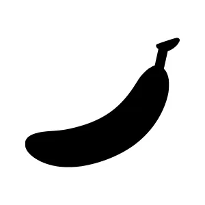 Banana Silhouette Icon - Black on White