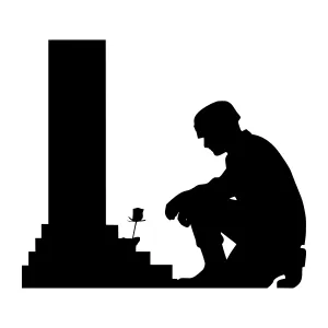 Silhouette Remembrance - Soldier at Memorial