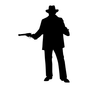 Silhouette Cowboy Gunman Western Style