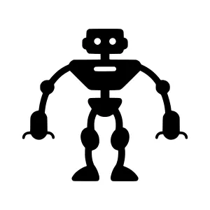 Robot Icon - Simple Black Silhouette