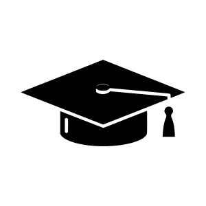 Black Graduation Cap Icon