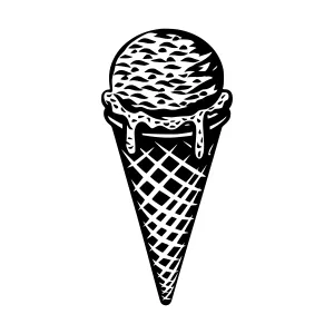 Black & White Ice Cream Cone Silhouette