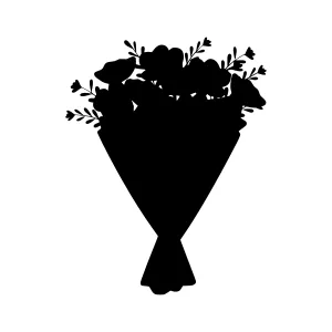 Floral Bouquet Silhouette Black on White
