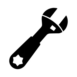 Black Wrench Icon - Repair Tool Symbol