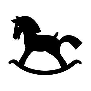 Black Silhouette Rocking Horse Icon