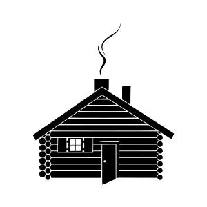 Log Cabin Icon - Simple Black Silhouette