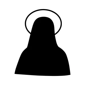 Silhouette Nun Head & Halo - Minimalist Vector