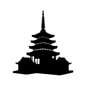 Black Pagoda Silhouette - Asian Temple Design