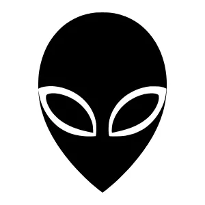 Alien Head Icon - Simple Black & White Vector