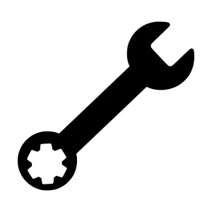 Black Wrench Icon - Vector Illustration