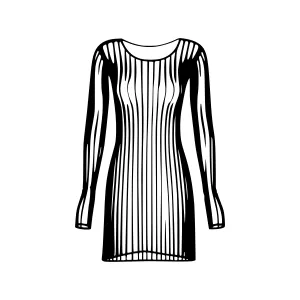 Ribbed Knit Dress Silhouette Vector Illustration