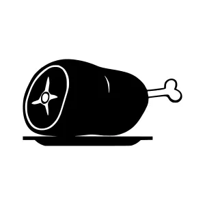 Black Ham Slice Icon - Food Illustration
