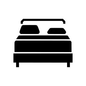 Modern Bed Icon - Black Silhouette